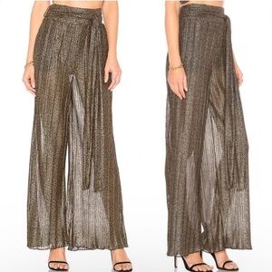 House of Harlow 1960 Shimmering Gold Wide-Leg Pants
